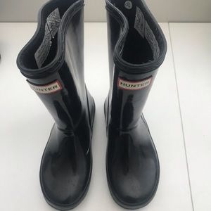 Kids Hunter Black Patent Rainboots